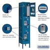 Salsbury Industries 3 Tier Vented Locker, 12"Wx66"Hx12"D, 3 Door, Blue, Unassembled 73152BL-U